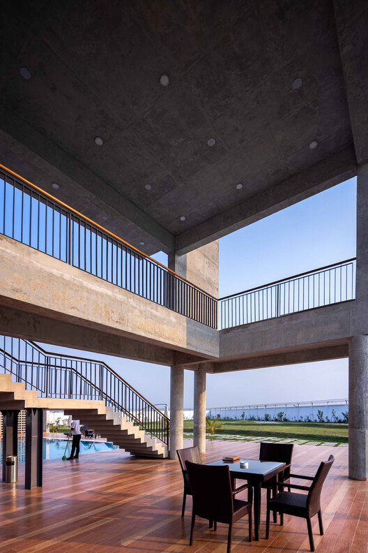 Kiran Rest House / Sthapotik - Exterior Photography, Table, Chair, Windows, Beam